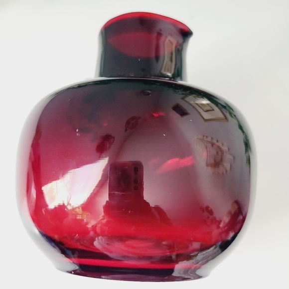 Vintage Dark Cranberry Red Glass vase jug by Emanuel Beranek 1950s Skrdlovice - Picture 8 of 13